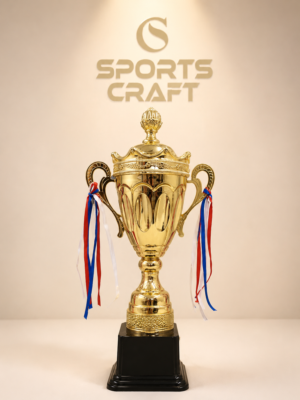 Premium Gold Winner Trophy Cup with Lid & Ribbons
