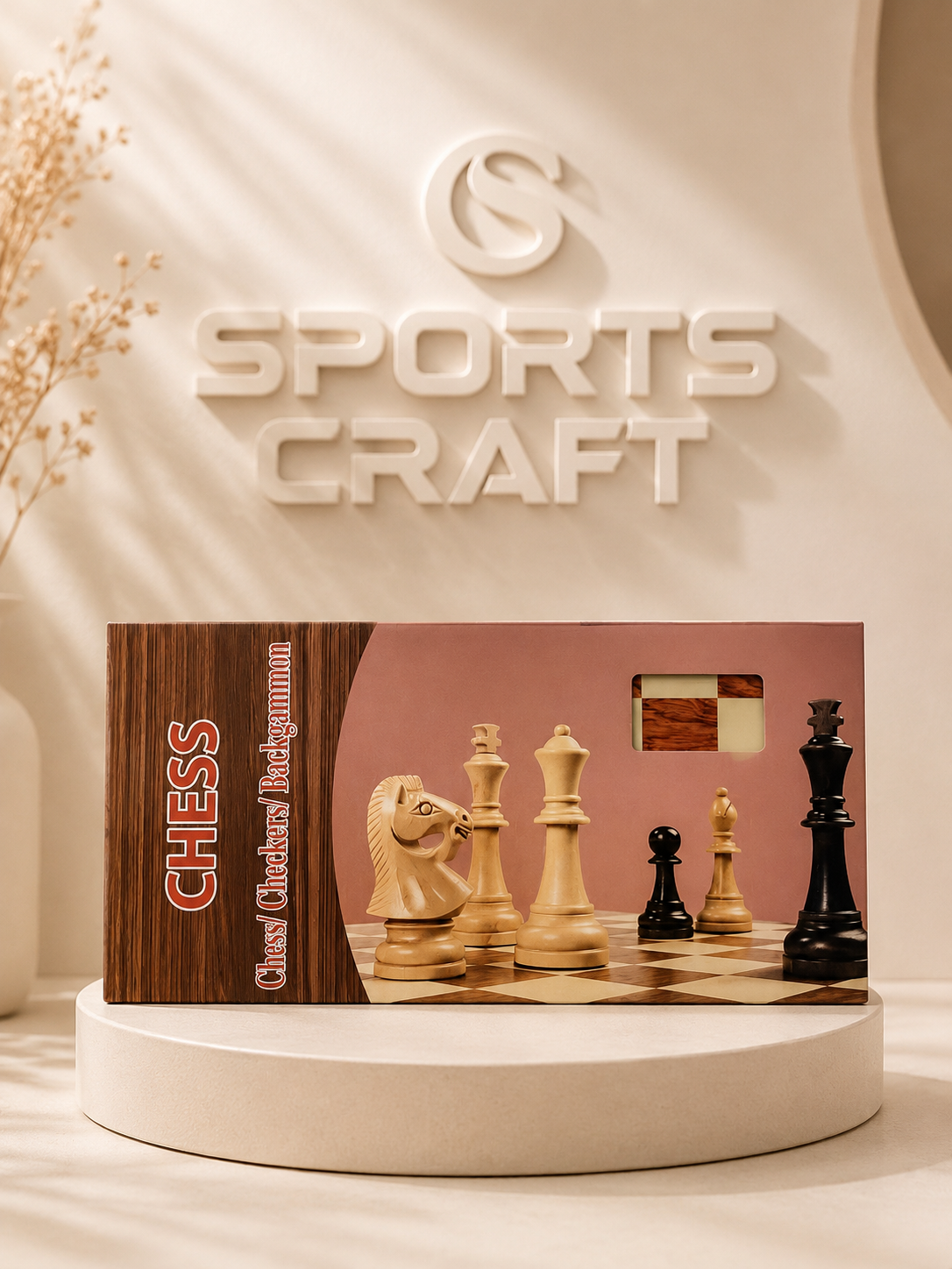 3-in-1 Folding Wooden Chess, Checkers & Backgammon Board Game Set