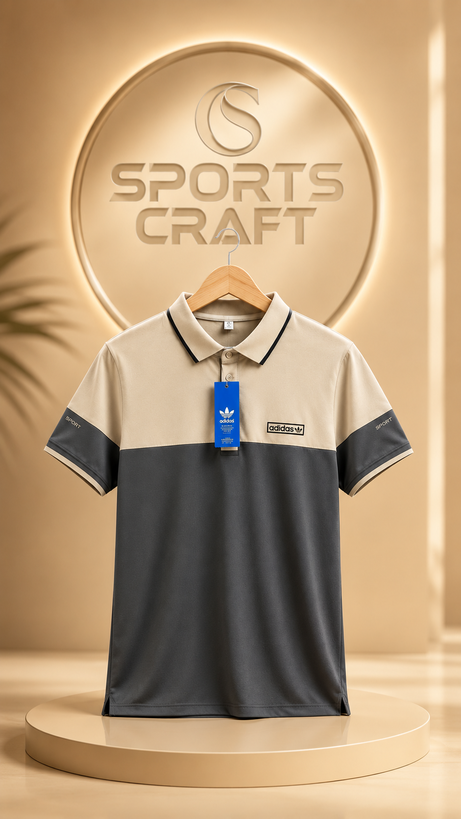 Imported Beige & Charcoal Grey Color Block Polo Shirt for Men | Premium Half Sleeve Casual T-Shirt