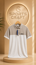 Imported Beige & White Color Block Polo Shirt for Men | Premium Half Sleeve Casual T-Shirt