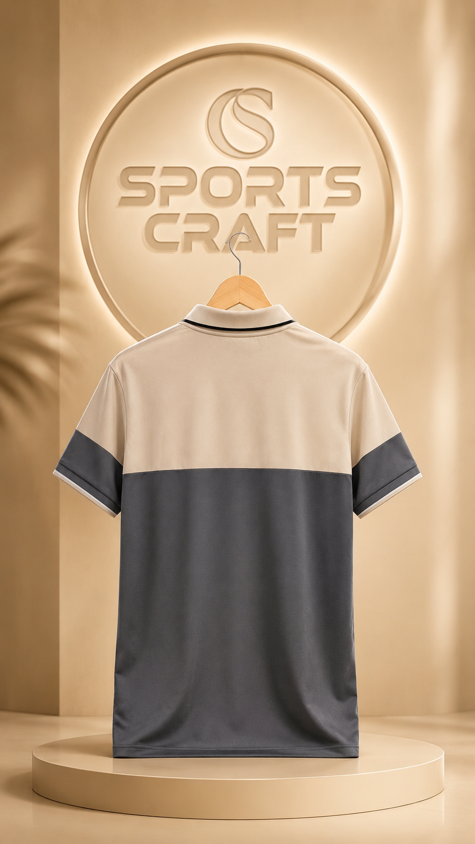 Imported Beige & Charcoal Grey Color Block Polo Shirt for Men | Premium Half Sleeve Casual T-Shirt